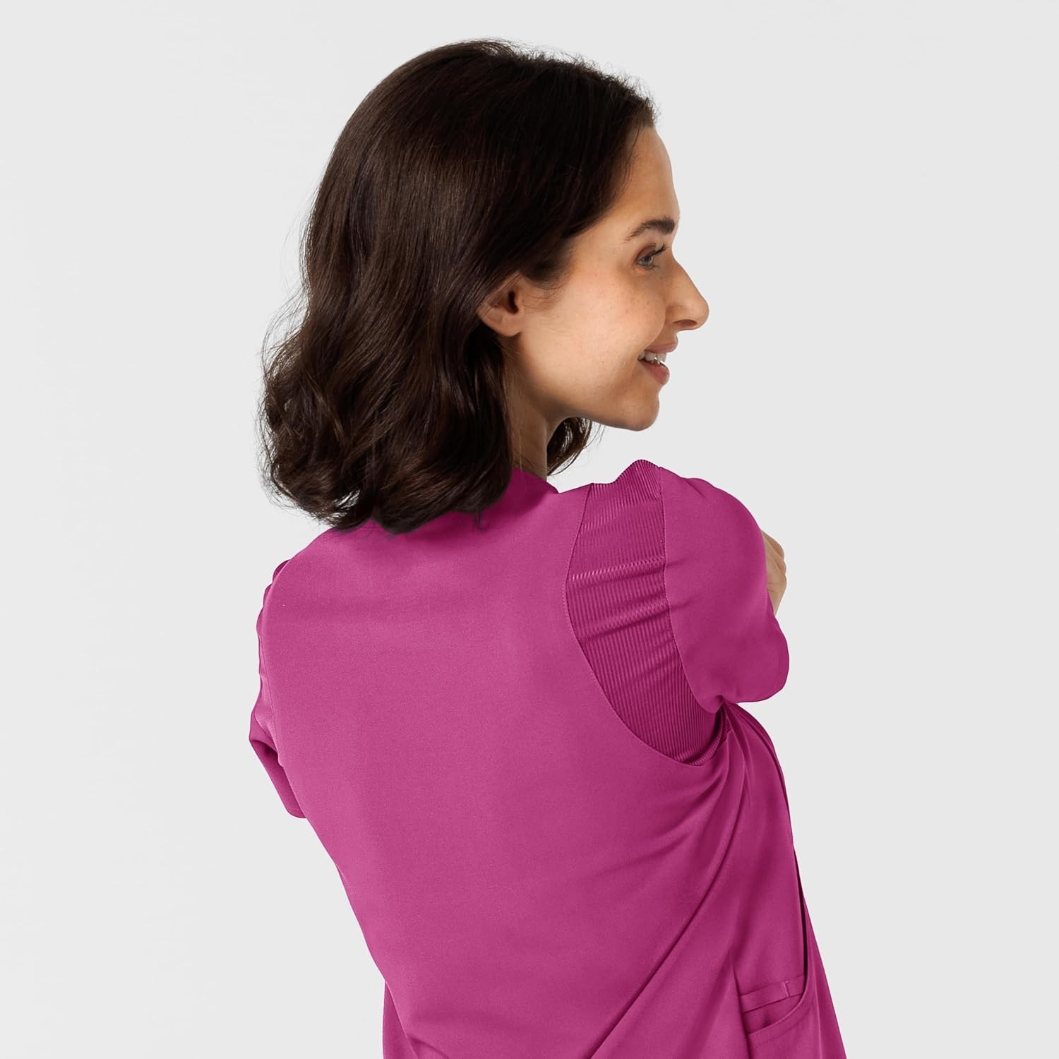 image:imageWink Nova Womens FlexnReach Shoulder Panel VNeck Scrub TopRaspberry