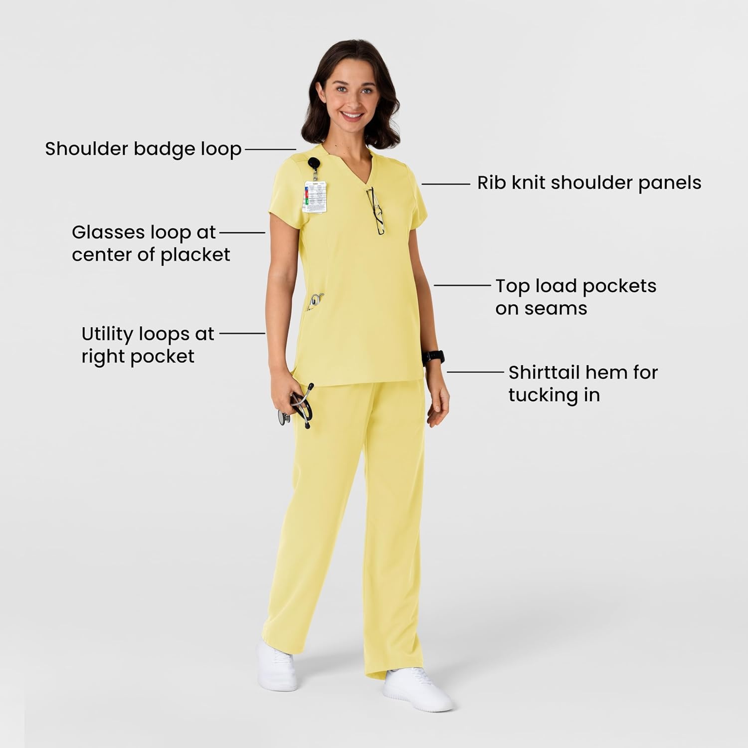 image:imageWink Nova Womens FlexnReach Shoulder Panel VNeck Scrub TopSunshine Yellow