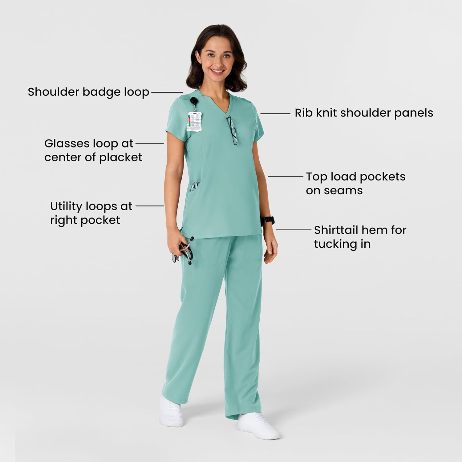 image:imageWink Nova Womens FlexnReach Shoulder Panel VNeck Scrub TopTurquoise