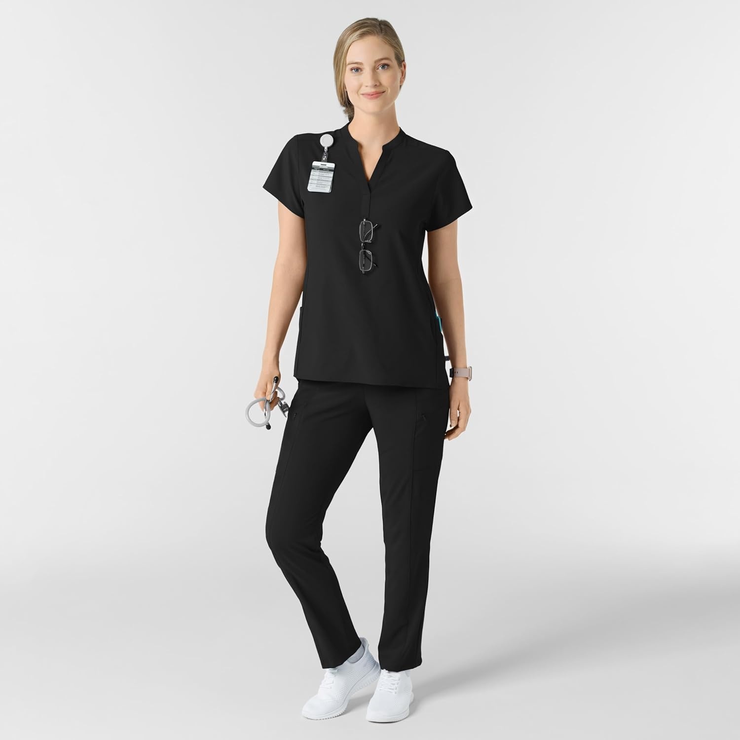 image:imageWink Renew Womens Mandarin Collar Scrub TopBlack