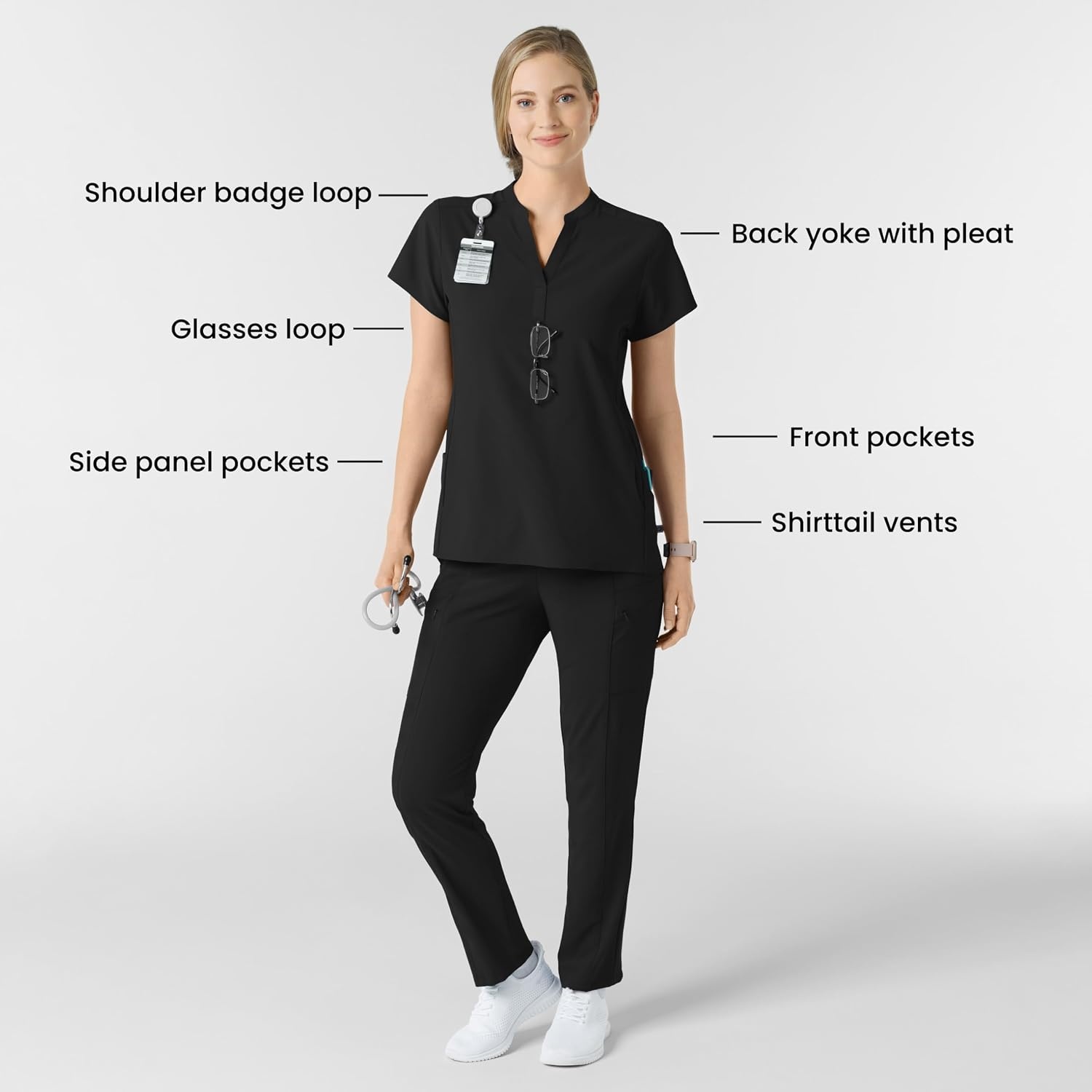 image:imageWink Renew Womens Mandarin Collar Scrub TopBlack