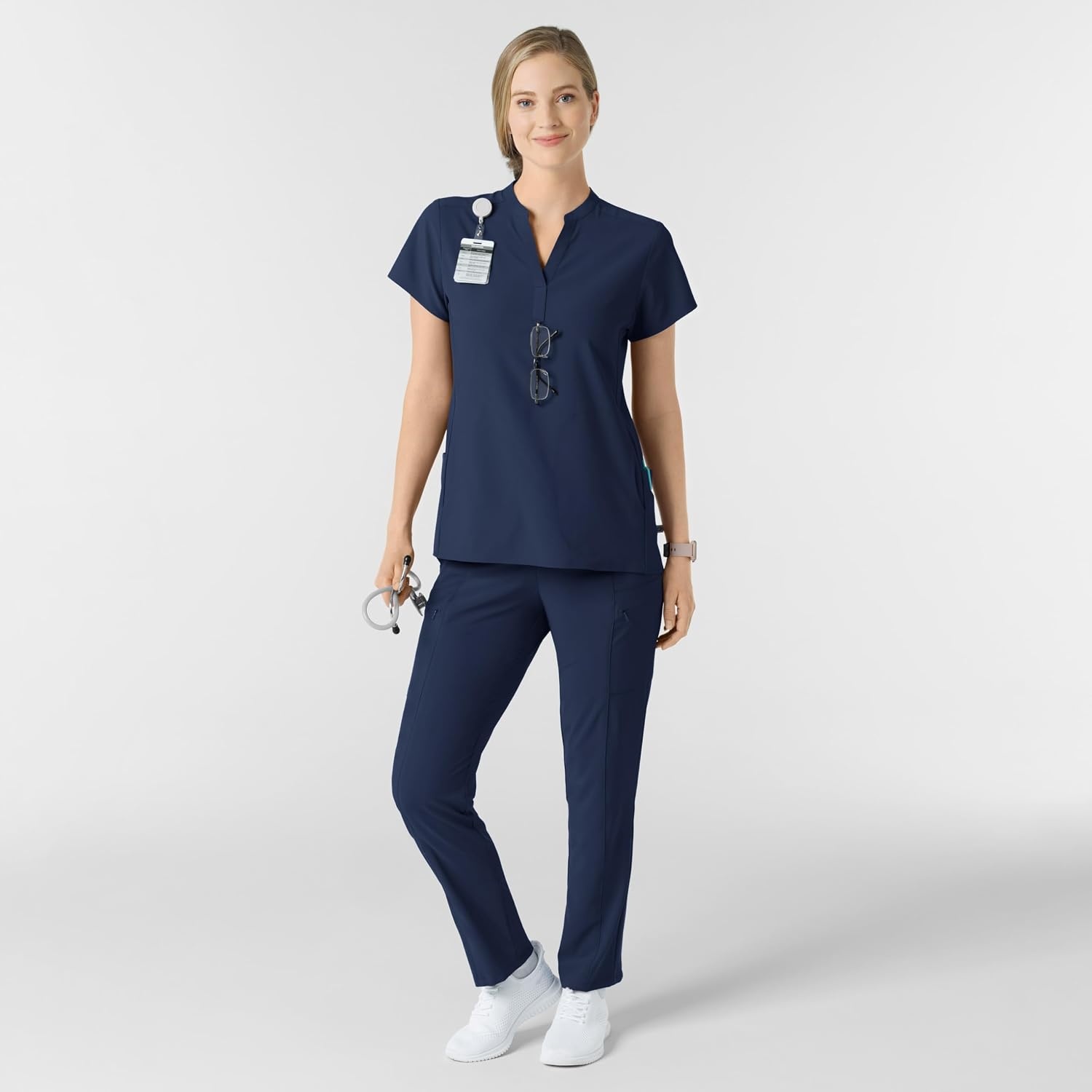 image:imageWink Renew Womens Mandarin Collar Scrub TopNavy