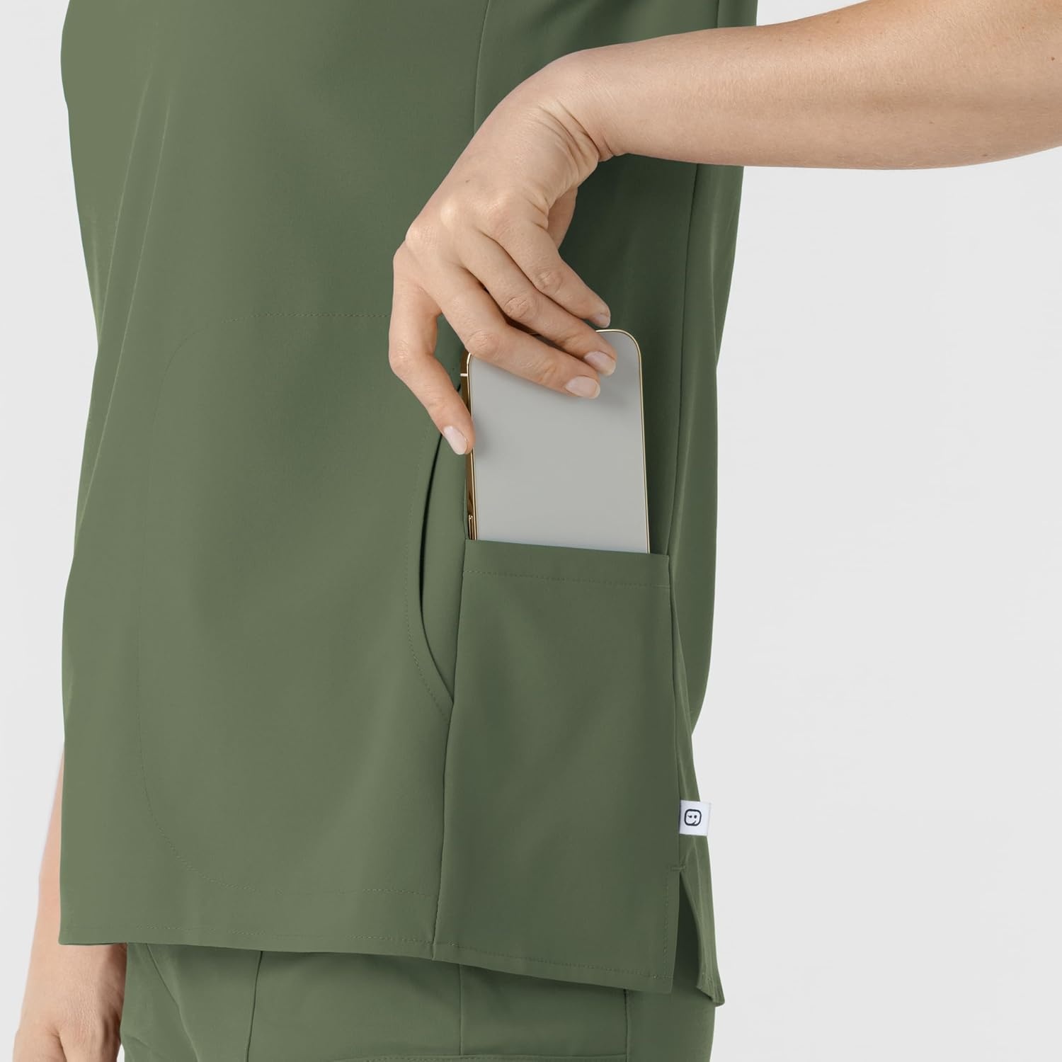 image:imageWink Renew Womens Mandarin Collar Scrub TopOlive