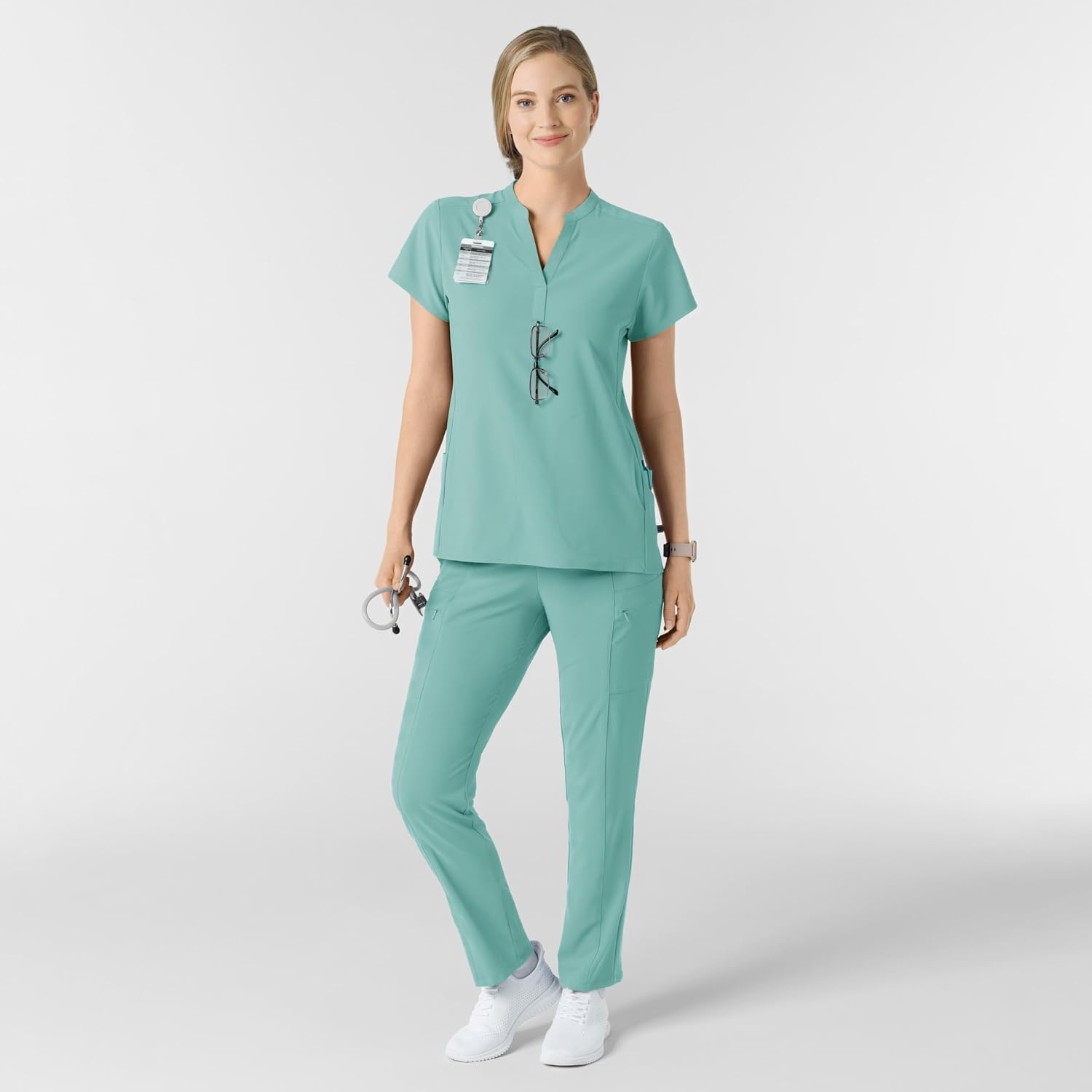 image:imageWink Renew Womens Mandarin Collar Scrub TopTurquoise