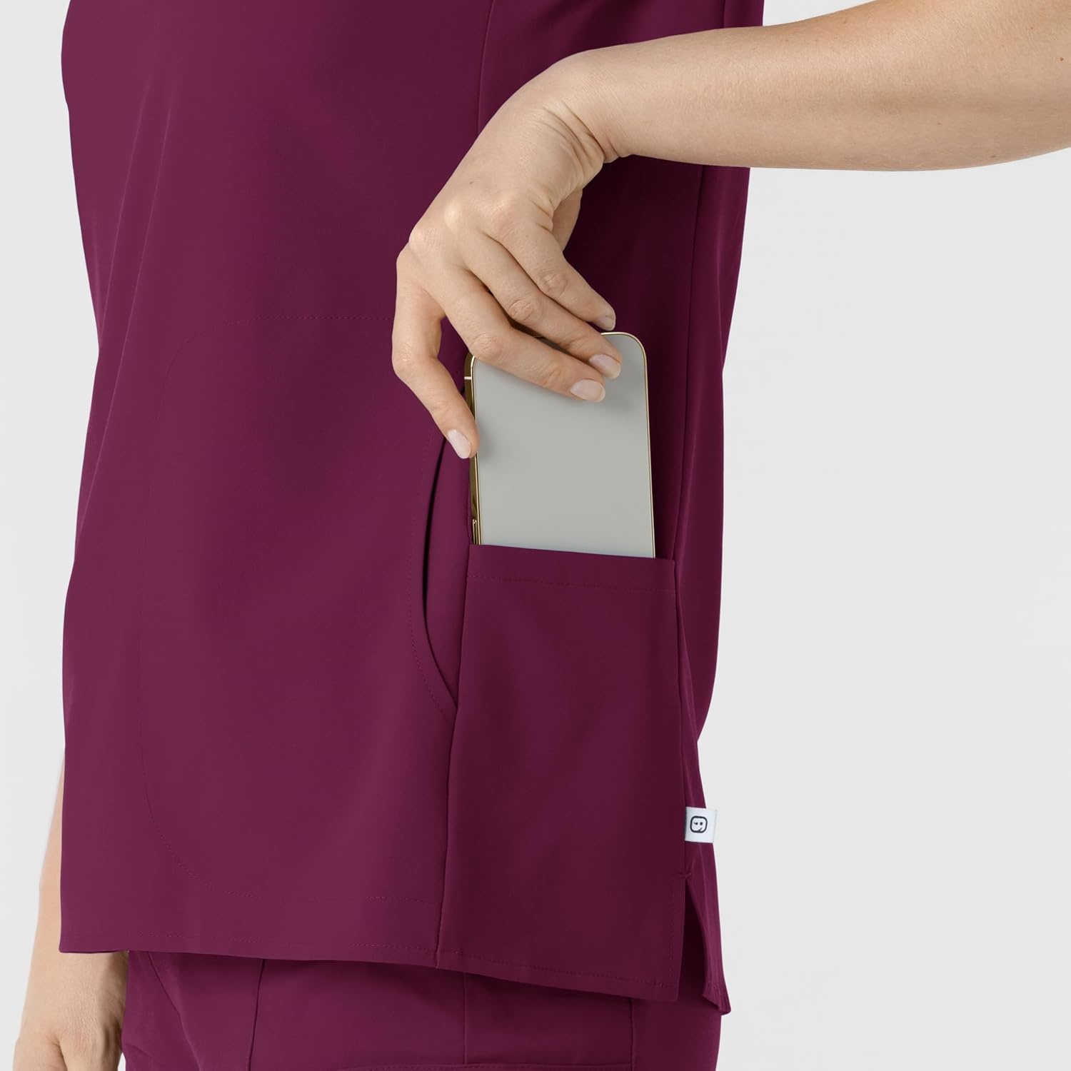 image:imageWink Renew Womens Mandarin Collar Scrub TopWine