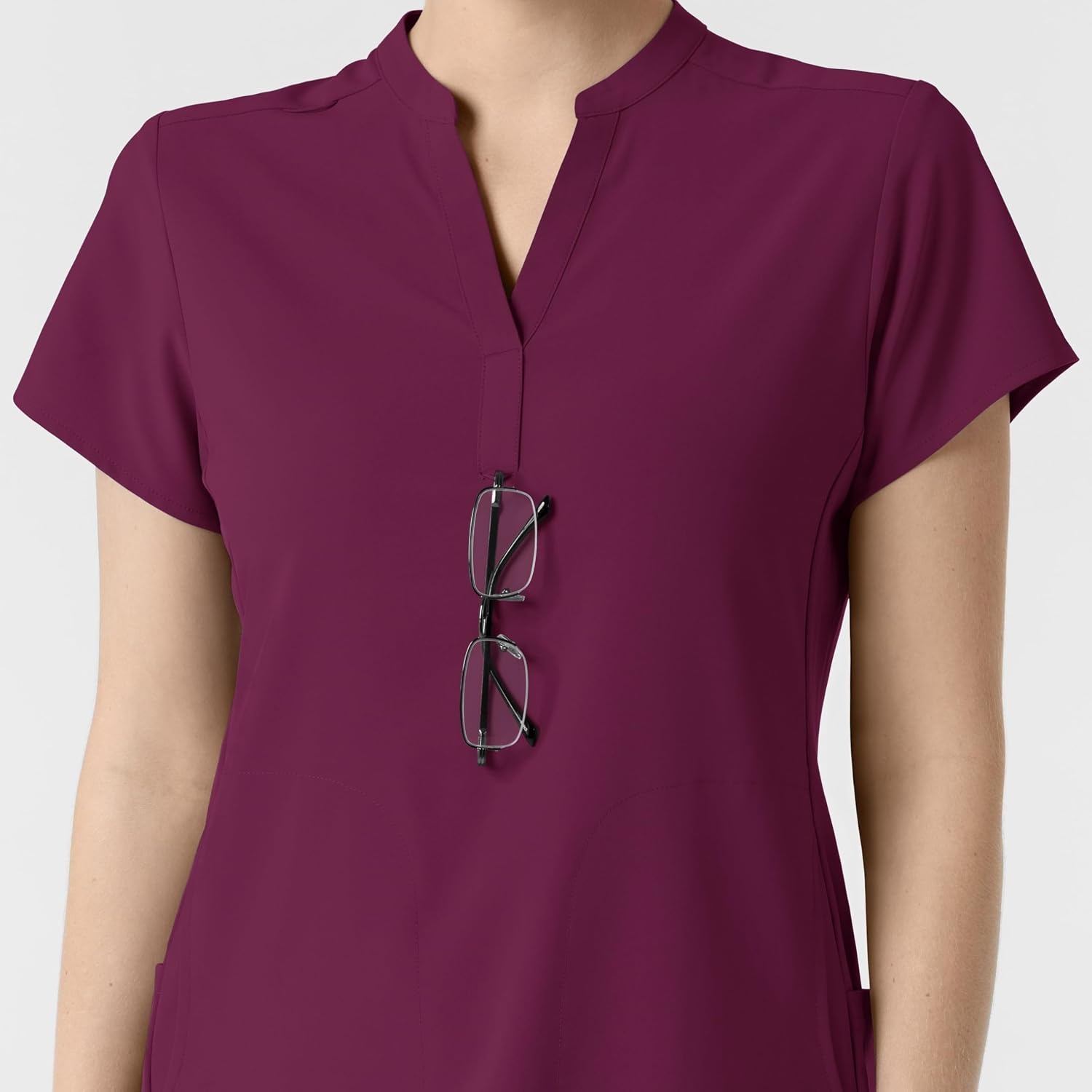 image:imageWink Renew Womens Mandarin Collar Scrub TopWine