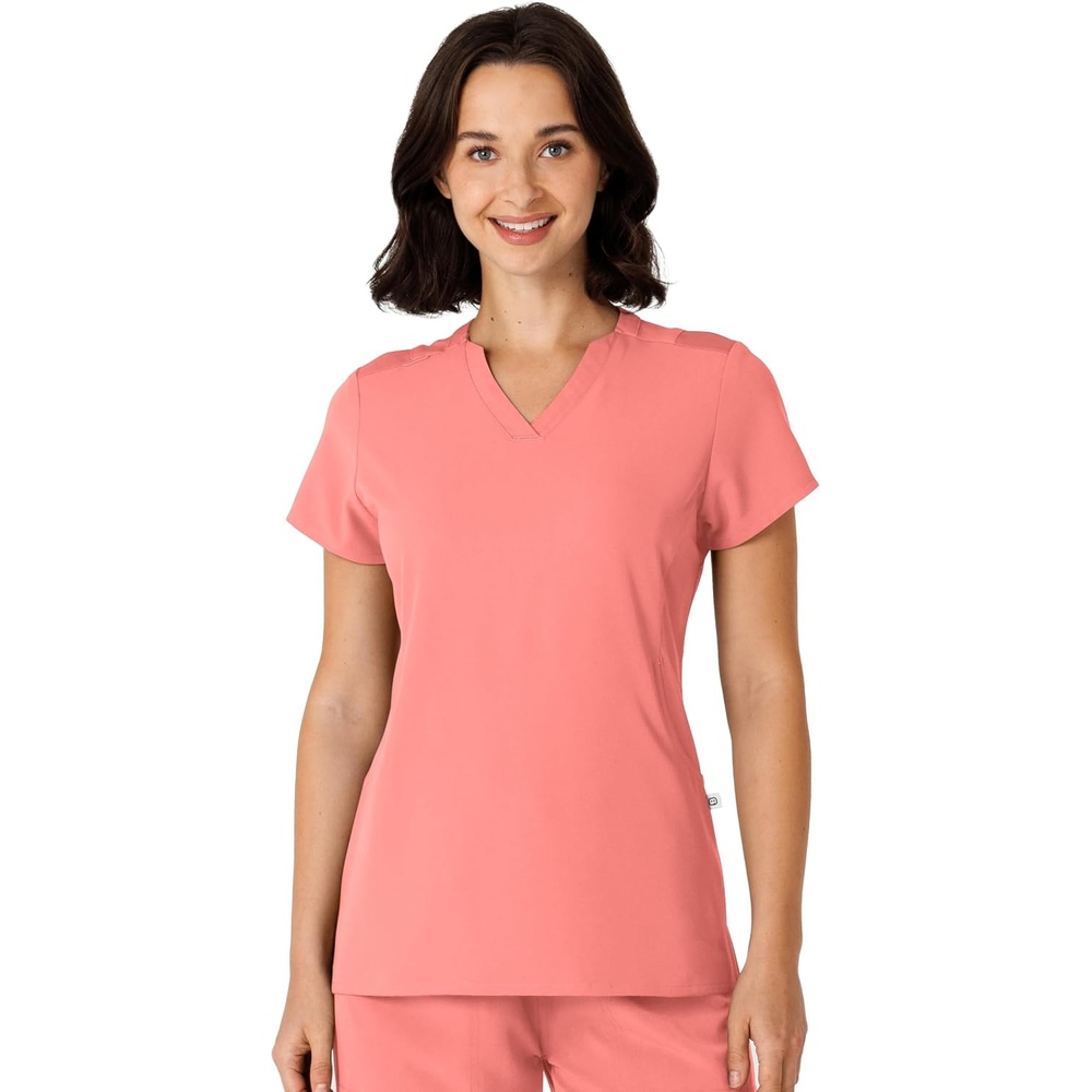 image:imageWink Nova Womens FlexnReach Shoulder Panel VNeck Scrub TopParadise Pink