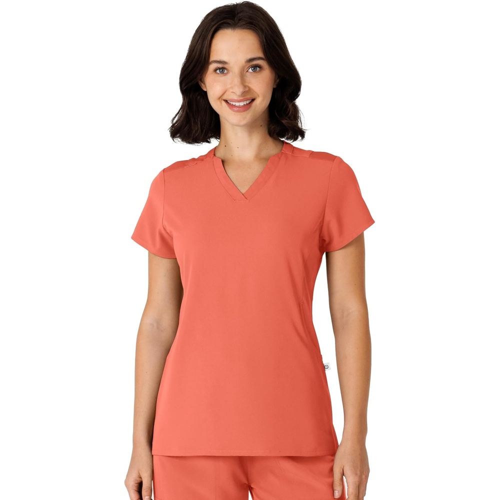 image:imageWink Nova Womens FlexnReach Shoulder Panel VNeck Scrub TopSugar Coral
