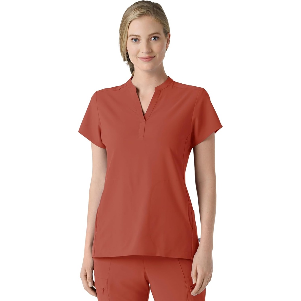 image:imageWink Renew Womens Mandarin Collar Scrub TopMineral Red