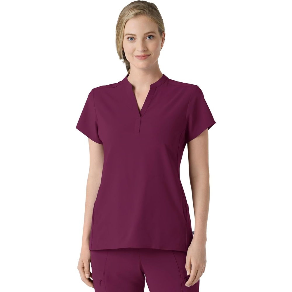 image:imageWink Renew Womens Mandarin Collar Scrub TopWine