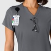 Wink Nova Women’s Flex-n-Reach Shoulder Panel V-Neck Scrub Top(Pewter)