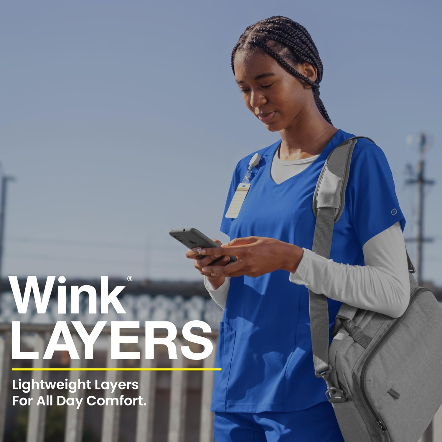 image:imageWINK Layers Scrubs for Women Long Sleeve Silky TeePewter