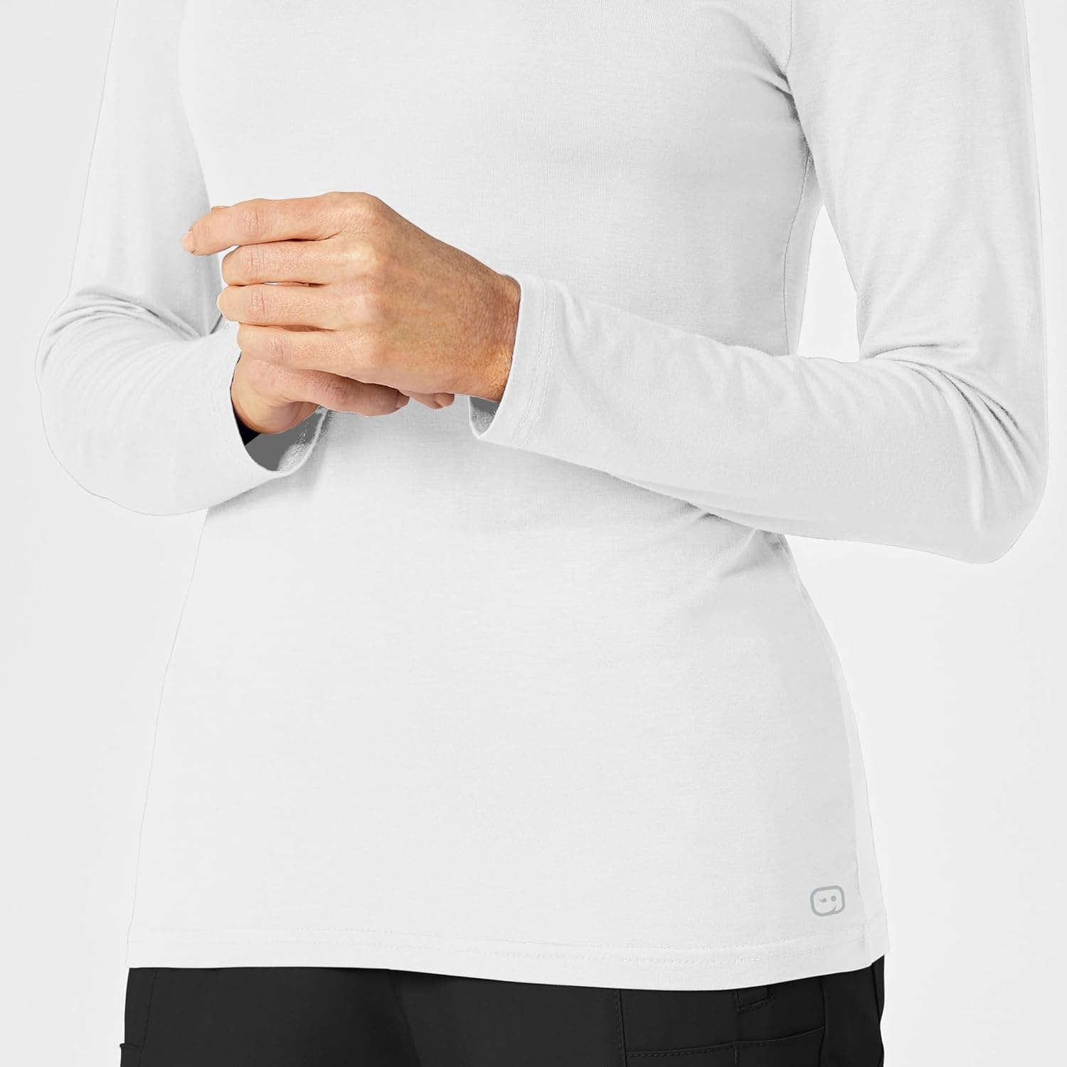 image:imageWINK Layers Scrubs for Women Long Sleeve Silky TeeWhite