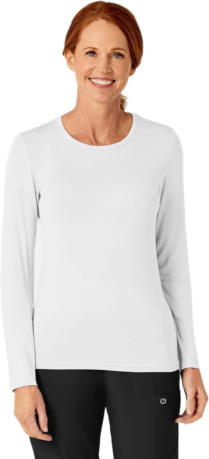 image:imageWINK Layers Scrubs for Women Long Sleeve Silky TeeWhite