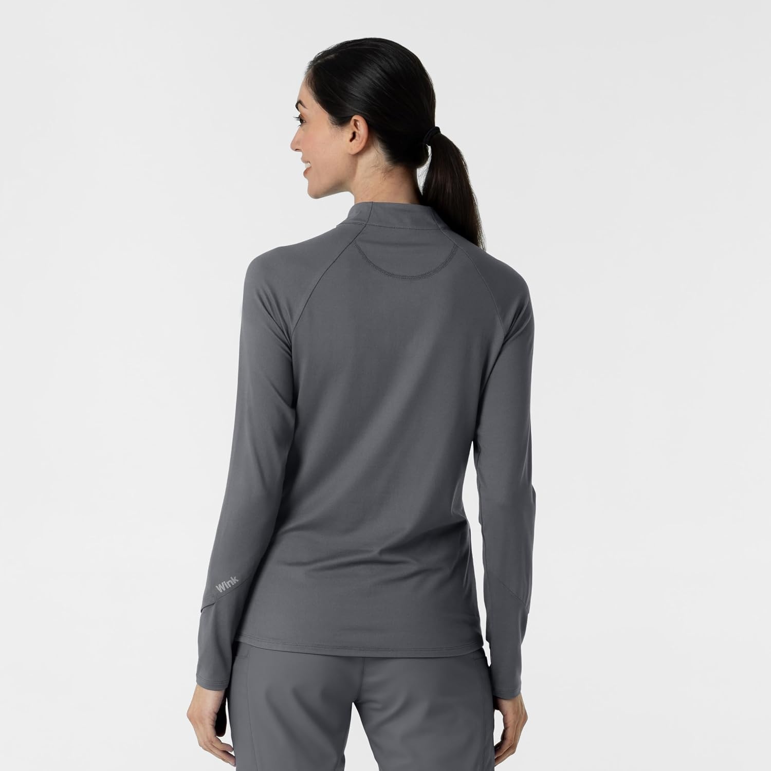 image:imageWINK Layers Womens Watch Window Quarter Zip Scrub TopPewter