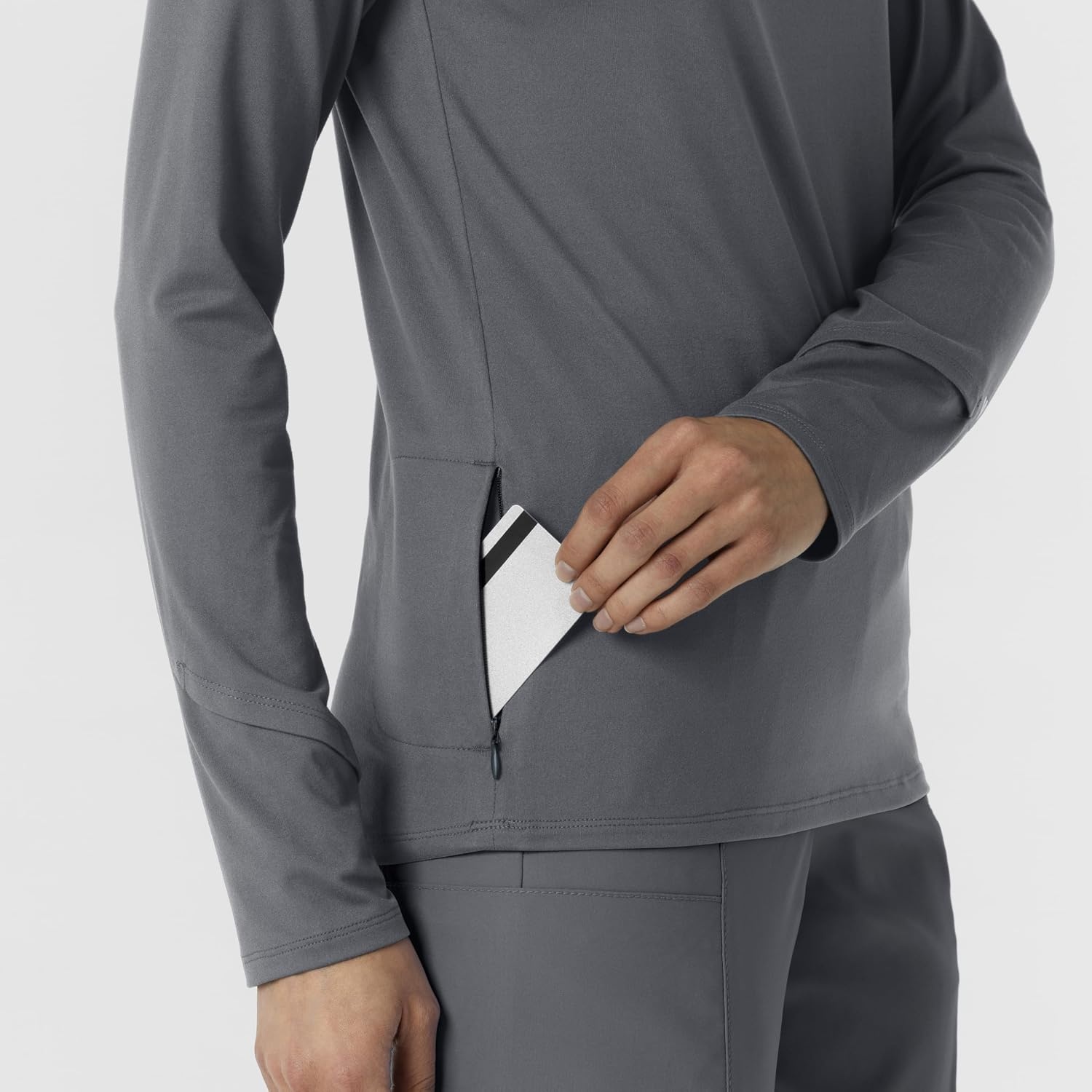image:imageWINK Layers Womens Watch Window Quarter Zip Scrub TopPewter