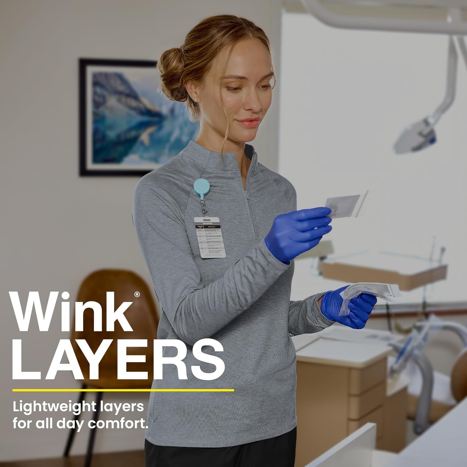 image:imageWINK Layers Womens Watch Window Quarter Zip Scrub TopPewter