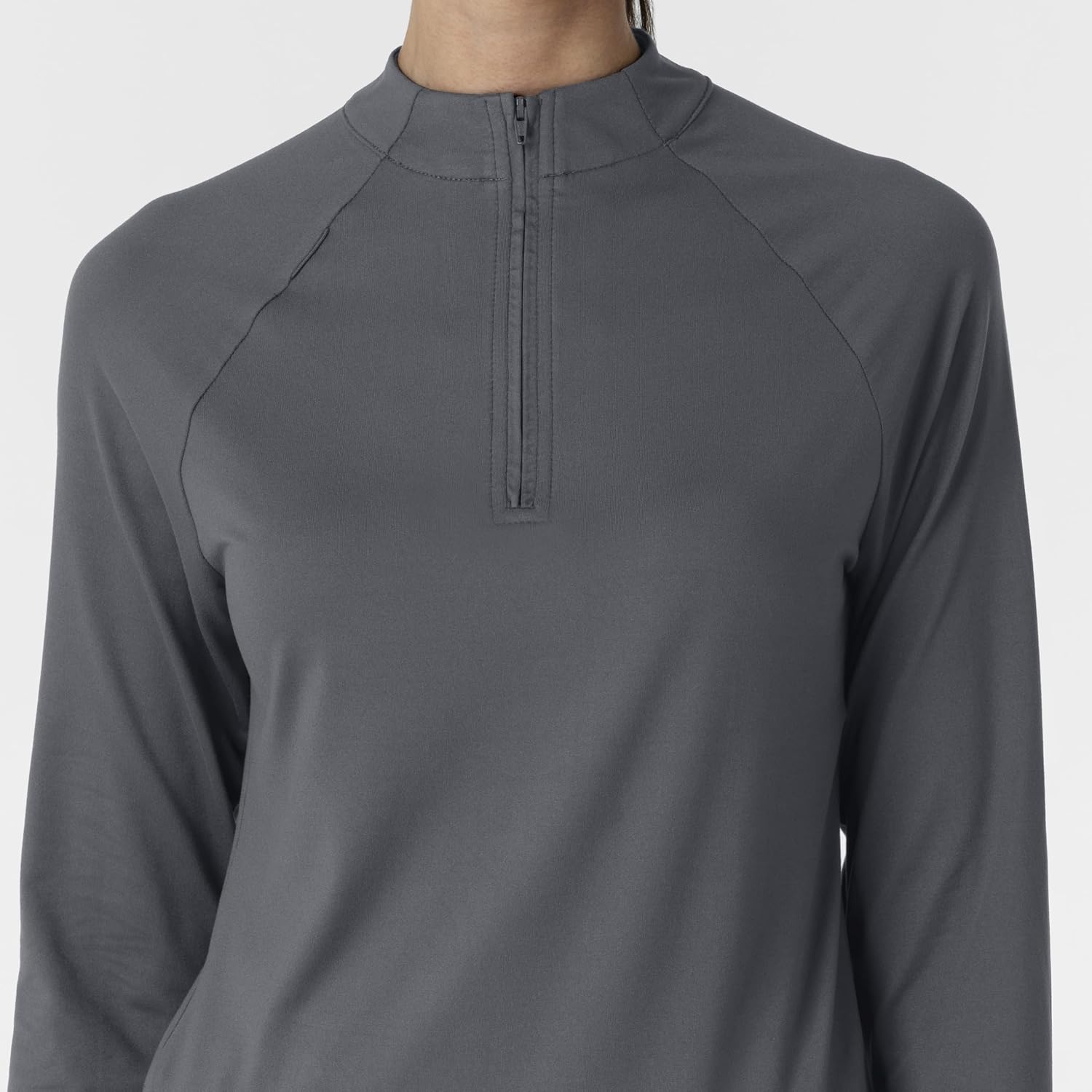 image:imageWINK Layers Womens Watch Window Quarter Zip Scrub TopPewter
