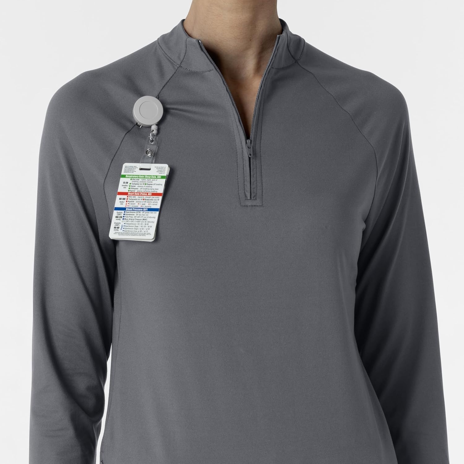 image:imageWINK Layers Womens Watch Window Quarter Zip Scrub TopPewter