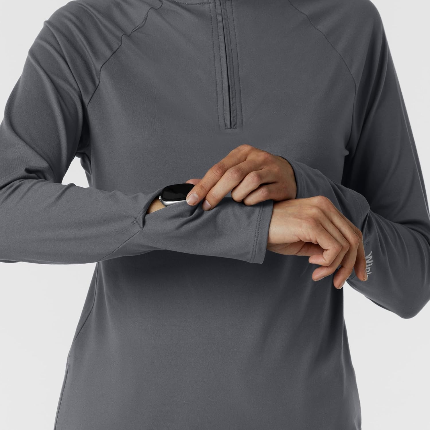 image:imageWINK Layers Womens Watch Window Quarter Zip Scrub TopPewter