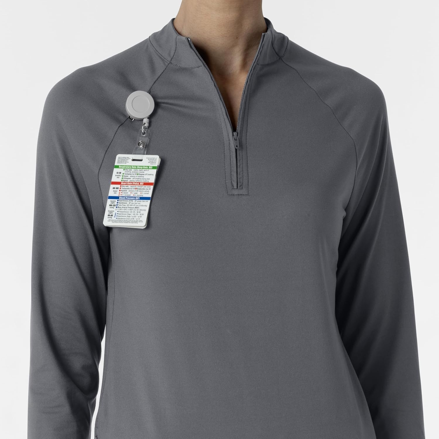 image:imageWINK Layers Womens Watch Window Quarter Zip Scrub TopPewter