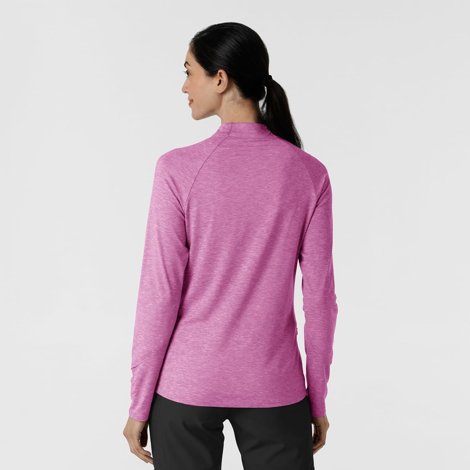 image:imageWINK Layers Womens Watch Window Quarter Zip Scrub TopRaspberry Heather