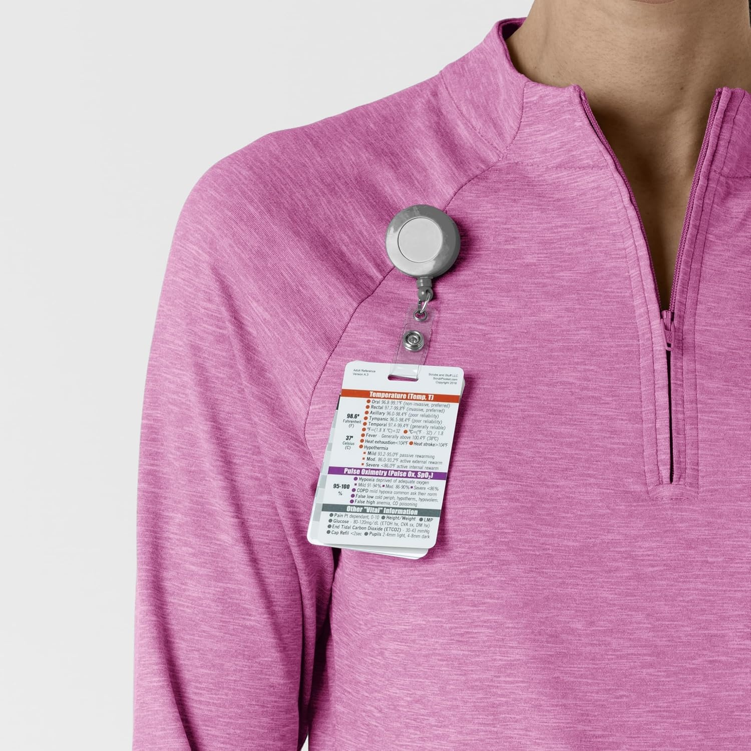 image:imageWINK Layers Womens Watch Window Quarter Zip Scrub TopRaspberry Heather