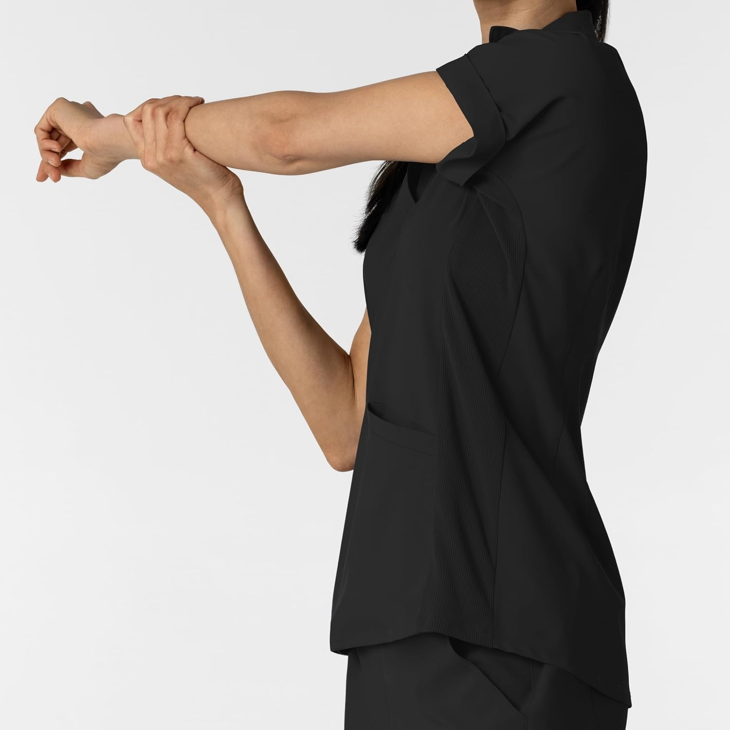 image:imageWINK Renew Womens FlexnReach Collared Scrub TopBlack