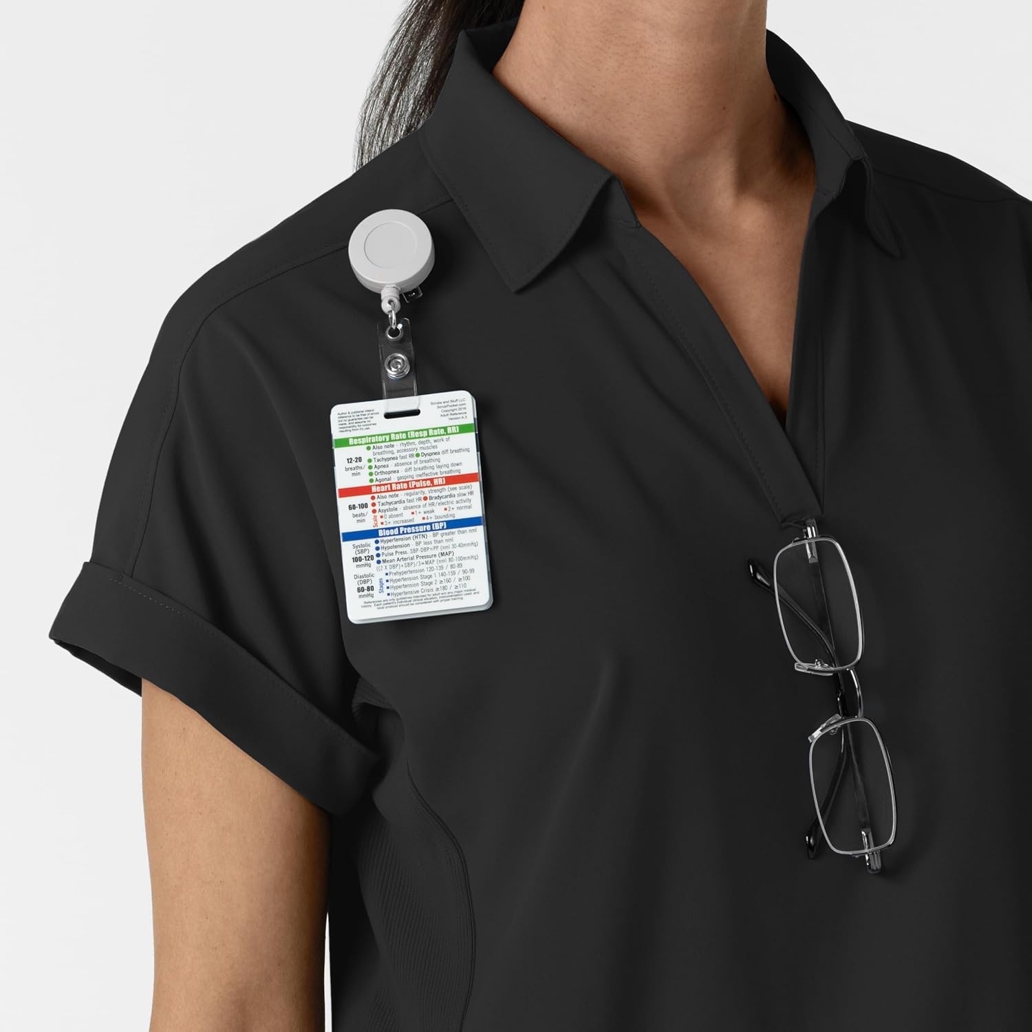 image:imageWINK Renew Womens FlexnReach Collared Scrub TopBlack
