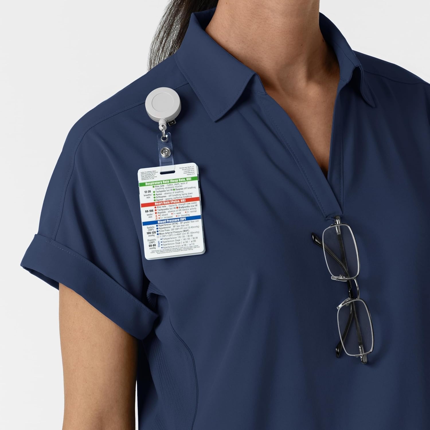 image:imageWINK Renew Womens FlexnReach Collared Scrub TopNavy