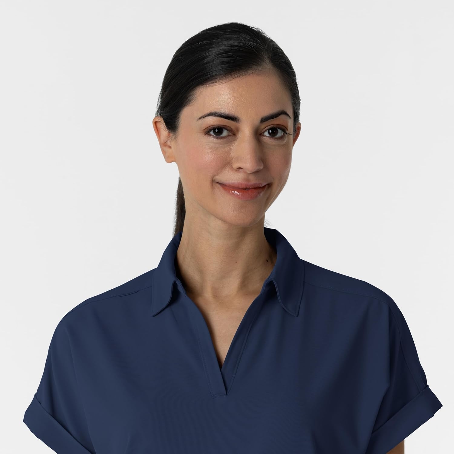 image:imageWINK Renew Womens FlexnReach Collared Scrub TopNavy