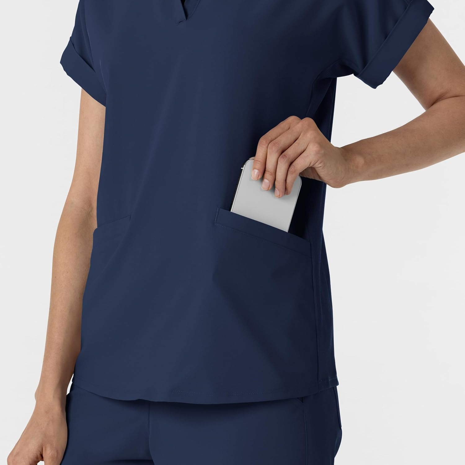 image:imageWINK Renew Womens FlexnReach Collared Scrub TopNavy