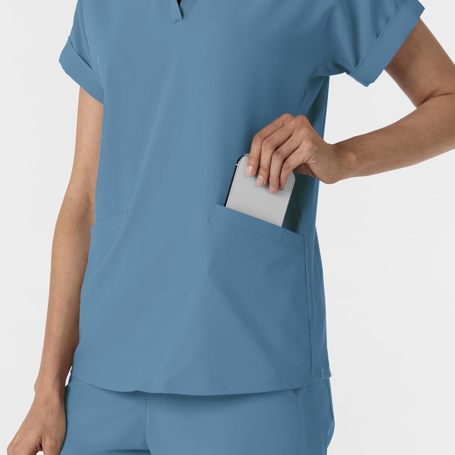 image:imageWINK Renew Womens FlexnReach Collared Scrub TopPacific Blue
