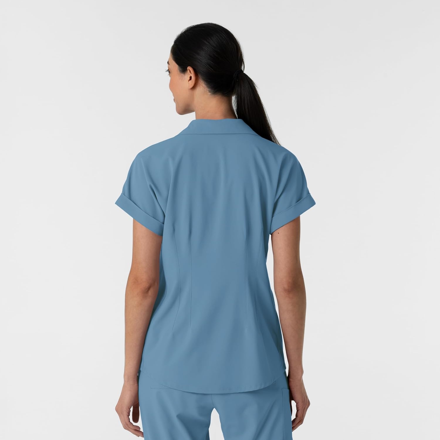 image:imageWINK Renew Womens FlexnReach Collared Scrub TopPacific Blue