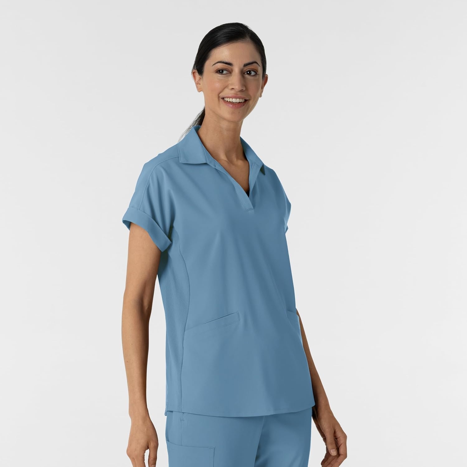 image:imageWINK Renew Womens FlexnReach Collared Scrub TopPacific Blue