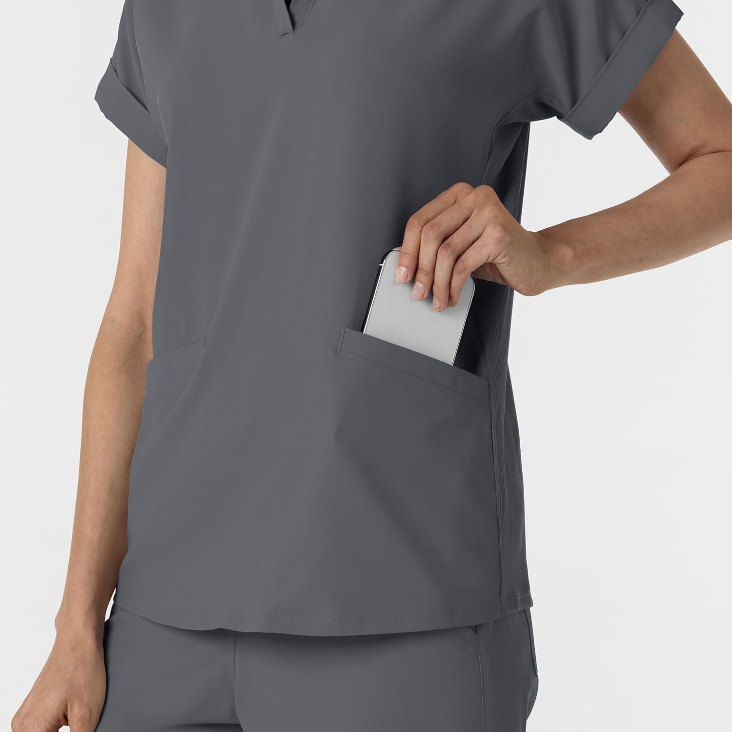 image:imageWINK Renew Womens FlexnReach Collared Scrub TopPewter