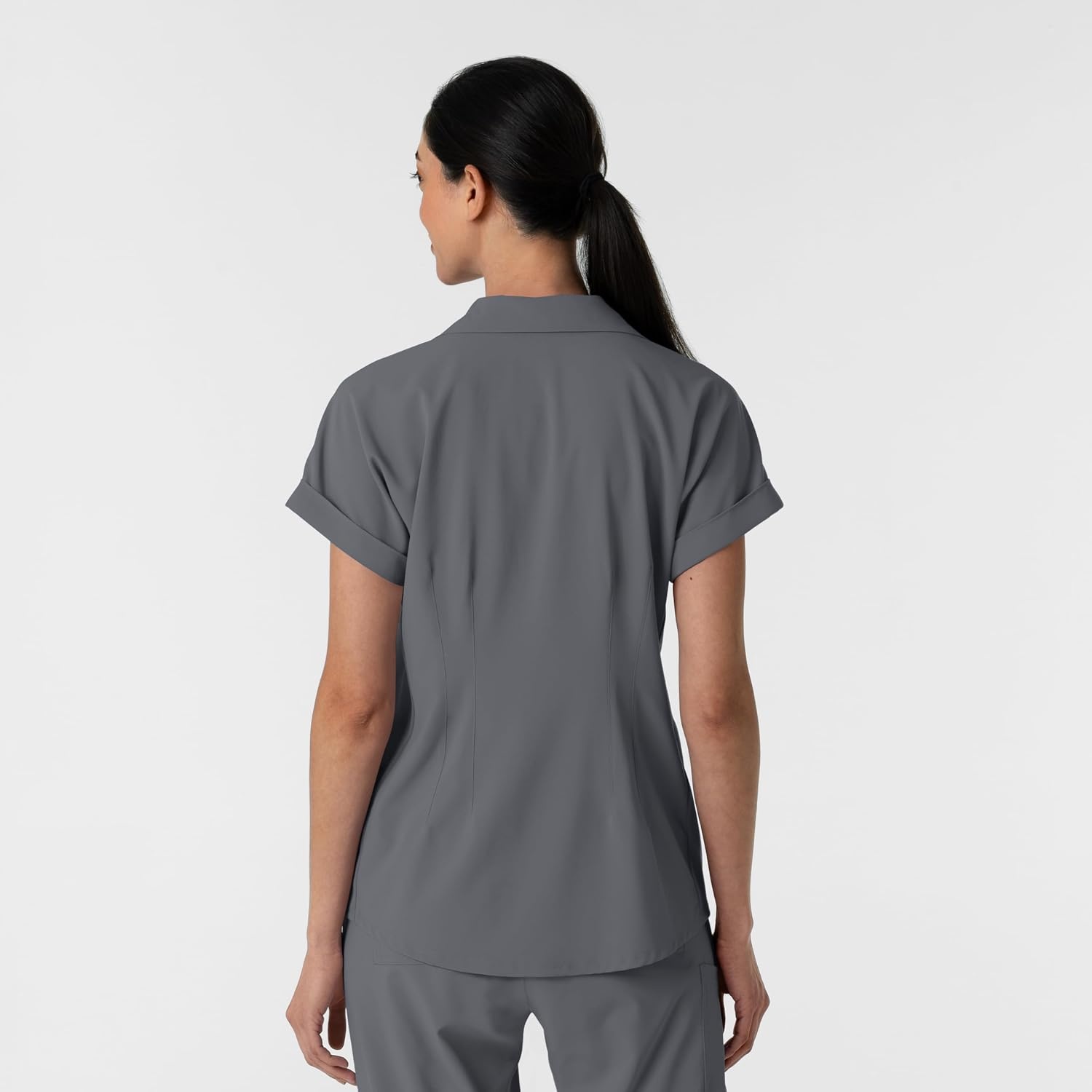image:imageWINK Renew Womens FlexnReach Collared Scrub TopPewter
