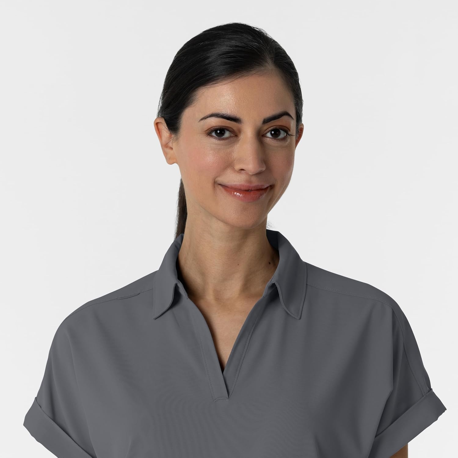 image:imageWINK Renew Womens FlexnReach Collared Scrub TopPewter