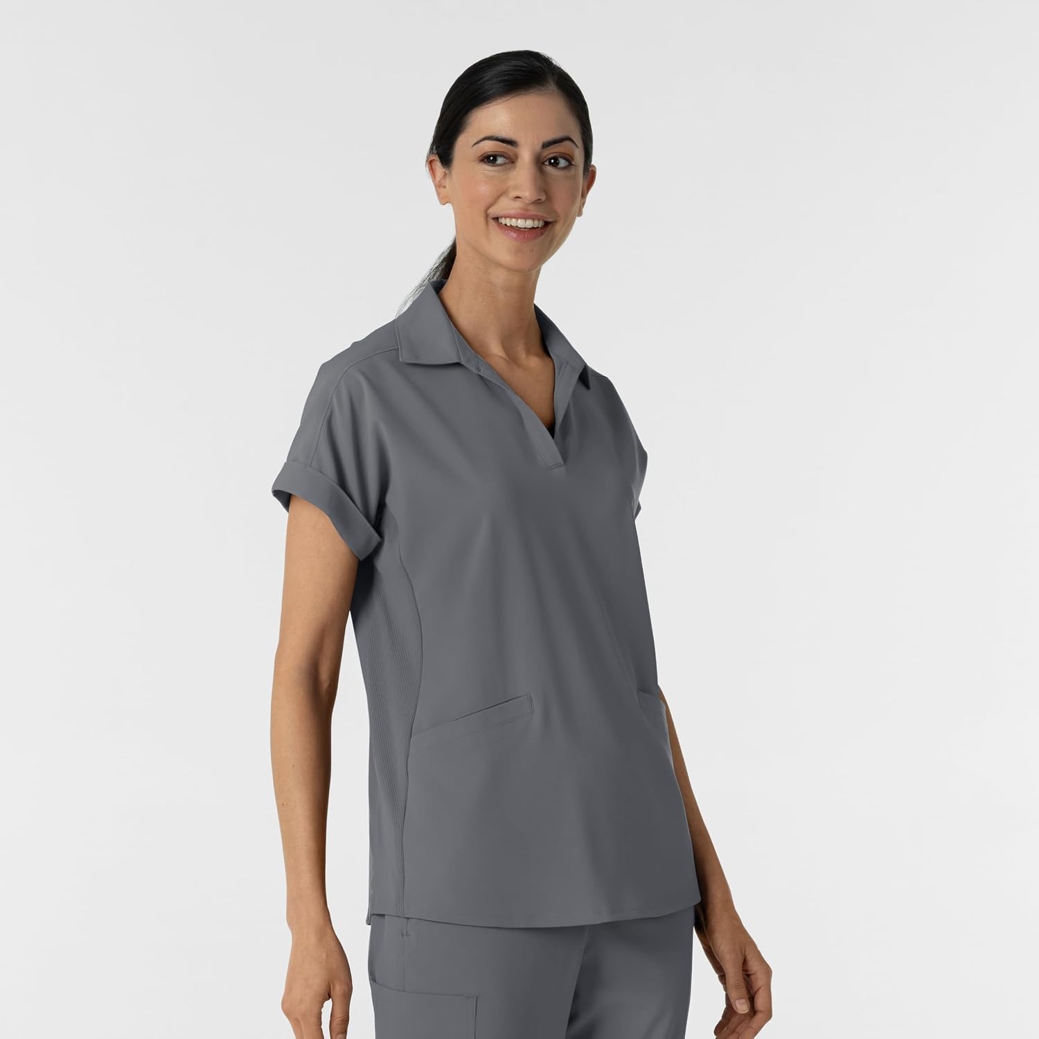 image:imageWINK Renew Womens FlexnReach Collared Scrub TopPewter