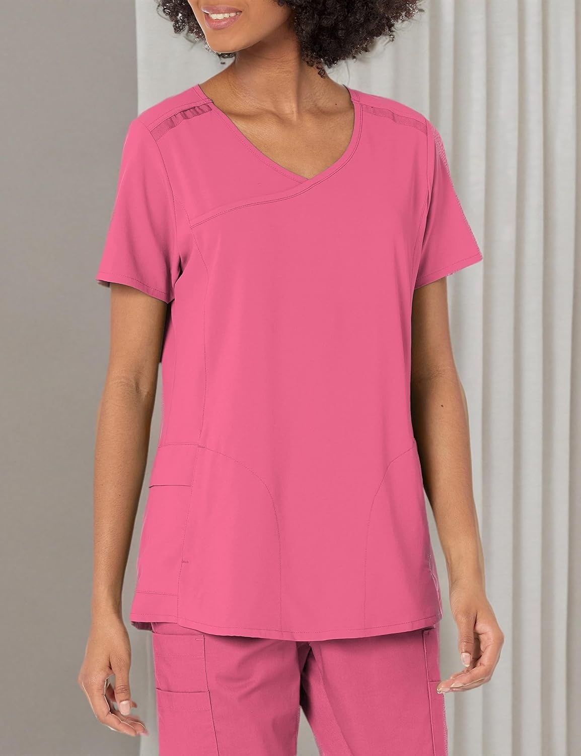 image:imageWINK Renew Womens Mock Wrap Scrub TopRosebud