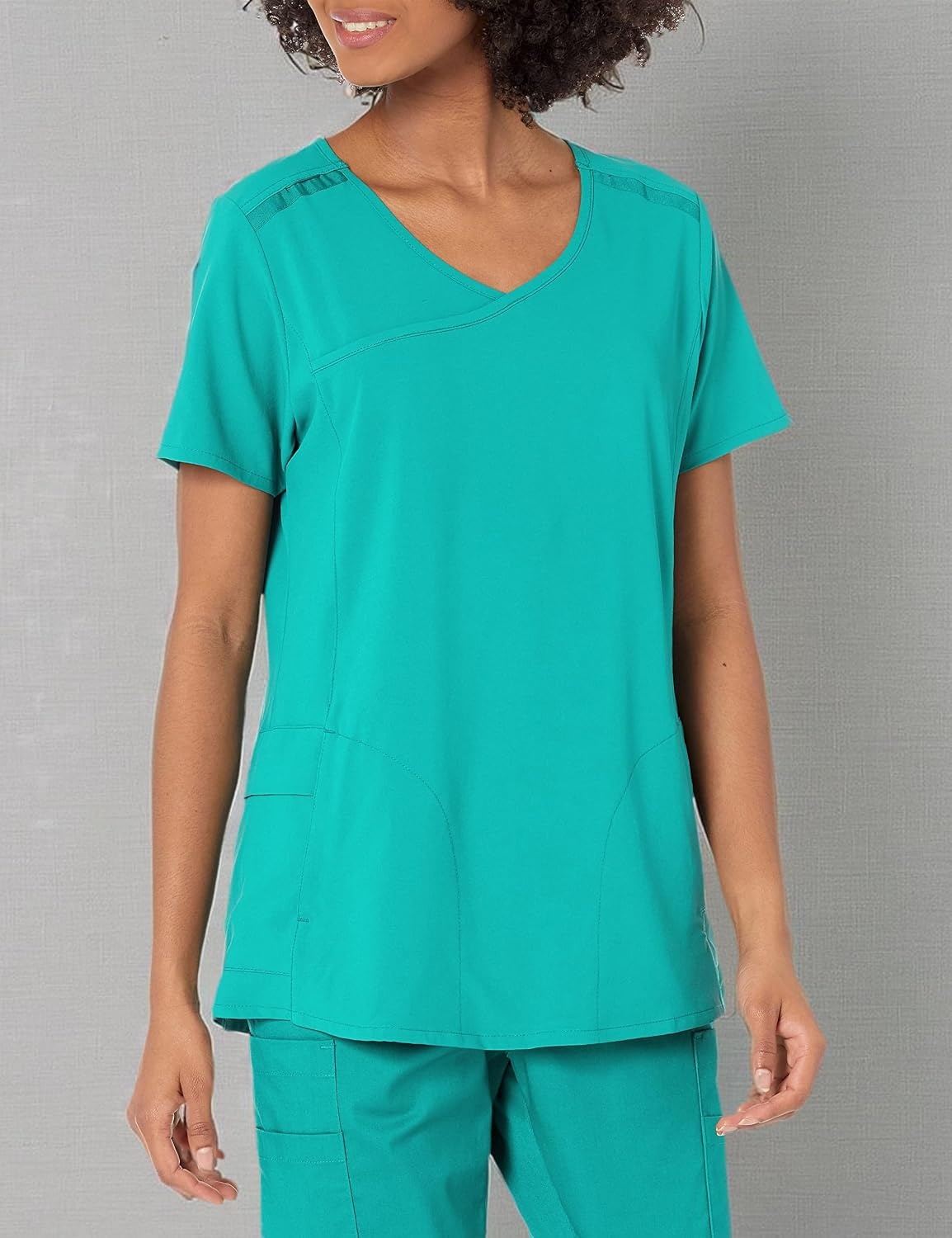 image:imageWINK Renew Womens Mock Wrap Scrub TopTeal Blue