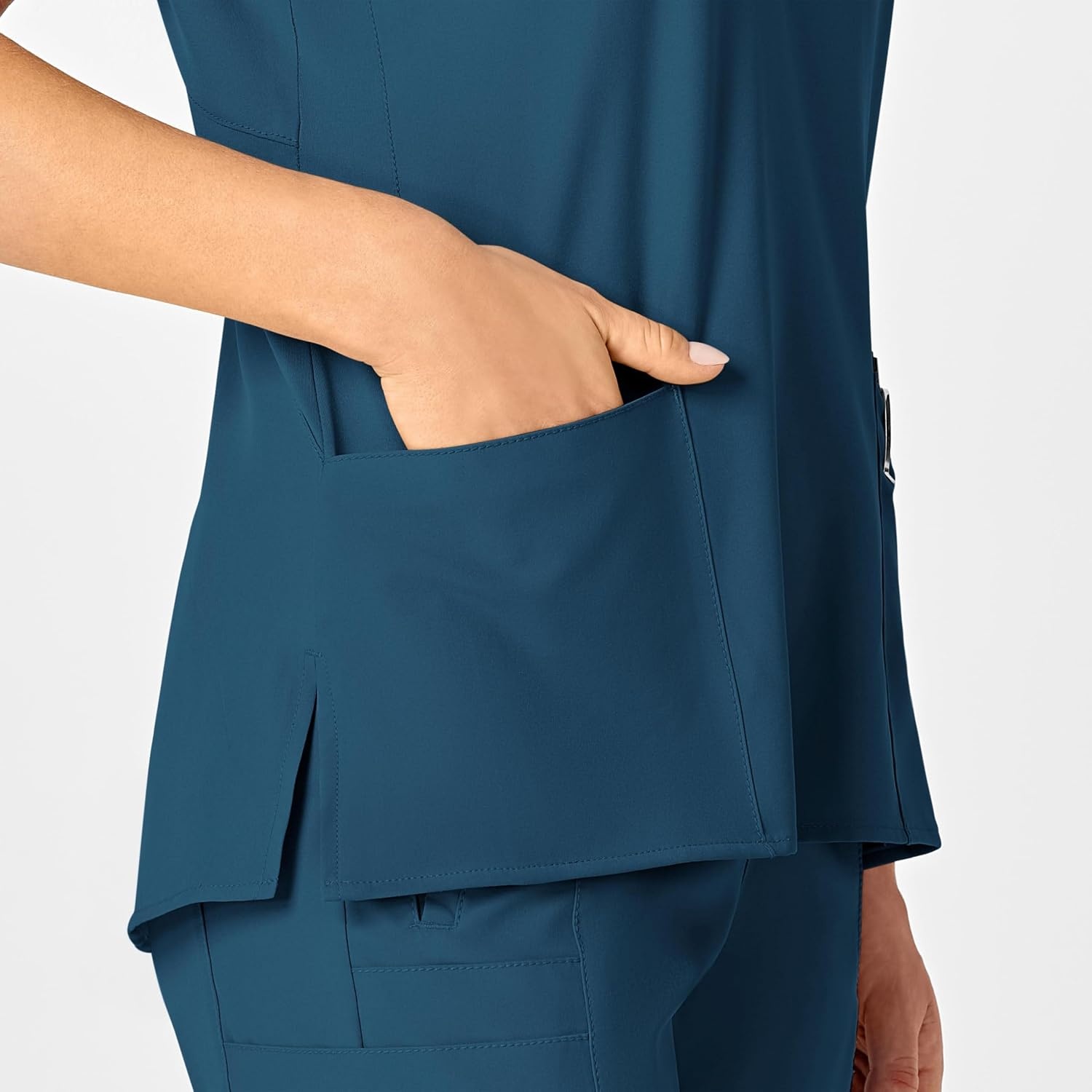 image:imageWINK Scrubs for Women W123 Stylized VNeck Tops with 5 PocketsCaribbean