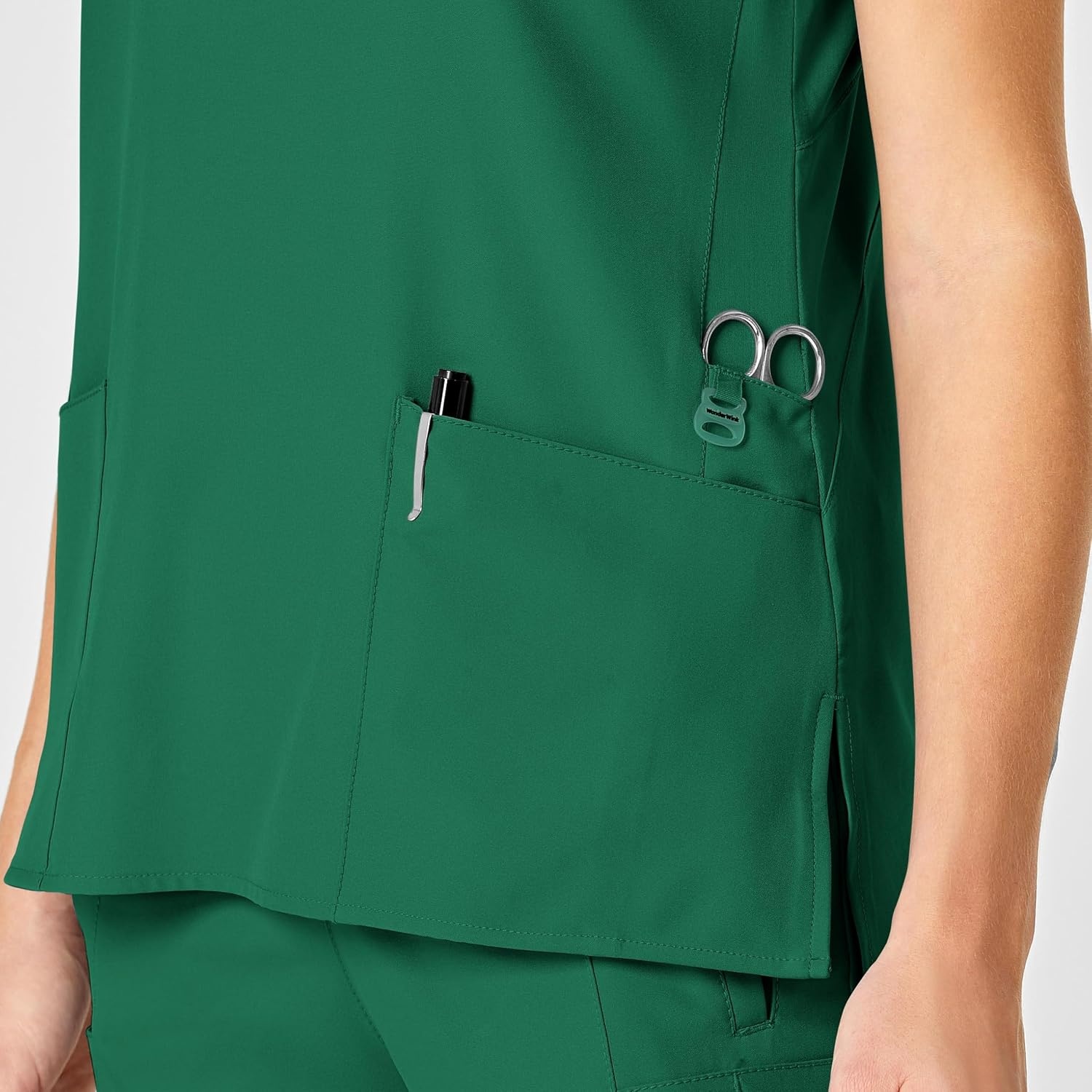 image:imageWINK Scrubs for Women W123 Stylized VNeck Tops with 5 PocketsHunter Green