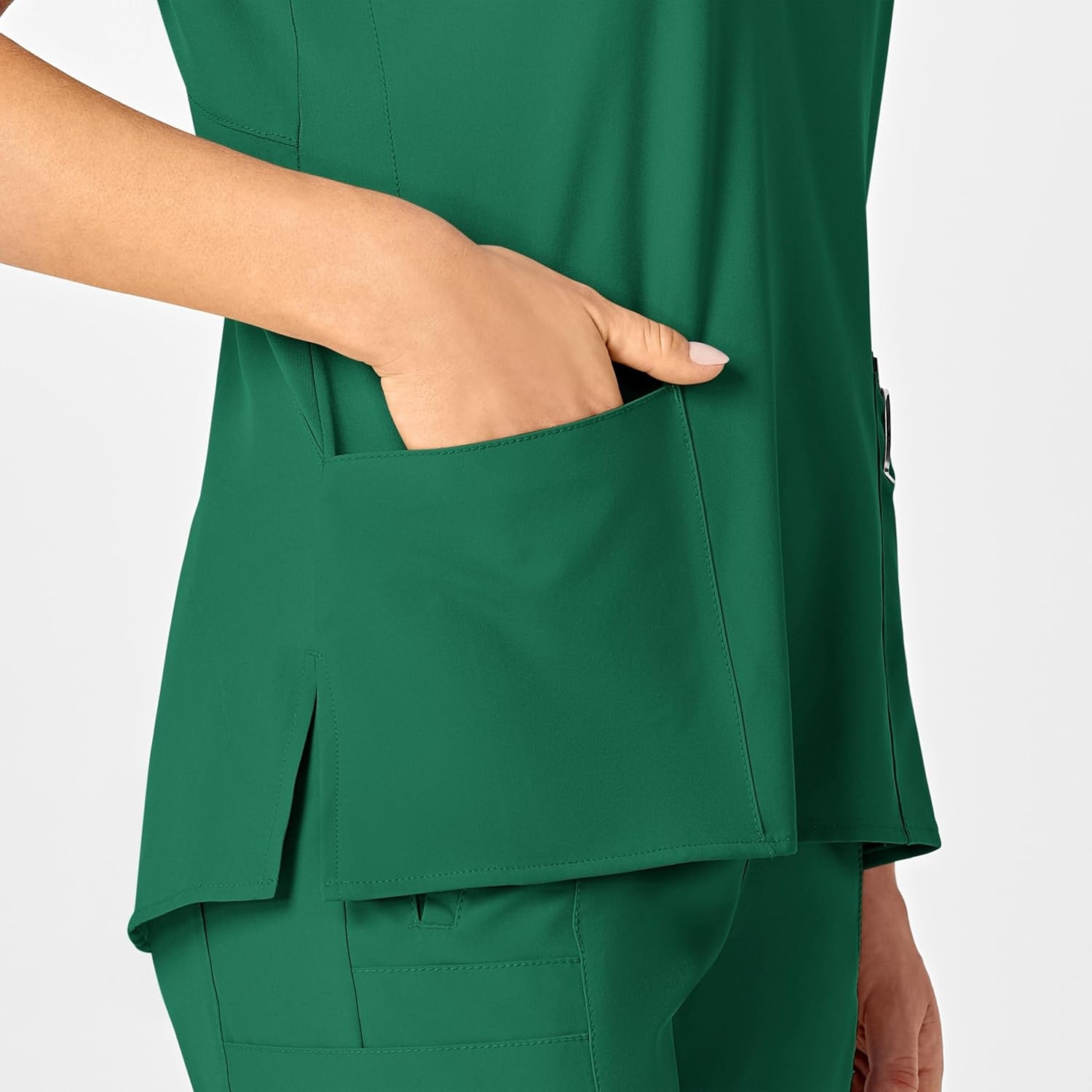 image:imageWINK Scrubs for Women W123 Stylized VNeck Tops with 5 PocketsHunter Green