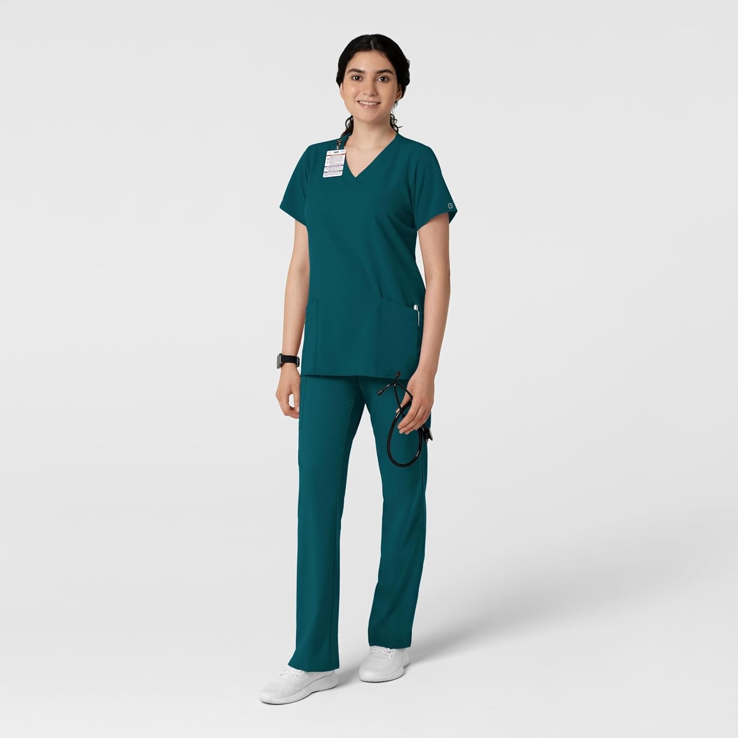 image:imageWINK W123 Womens Basic VNeck Scrub TopCaribbean Blue