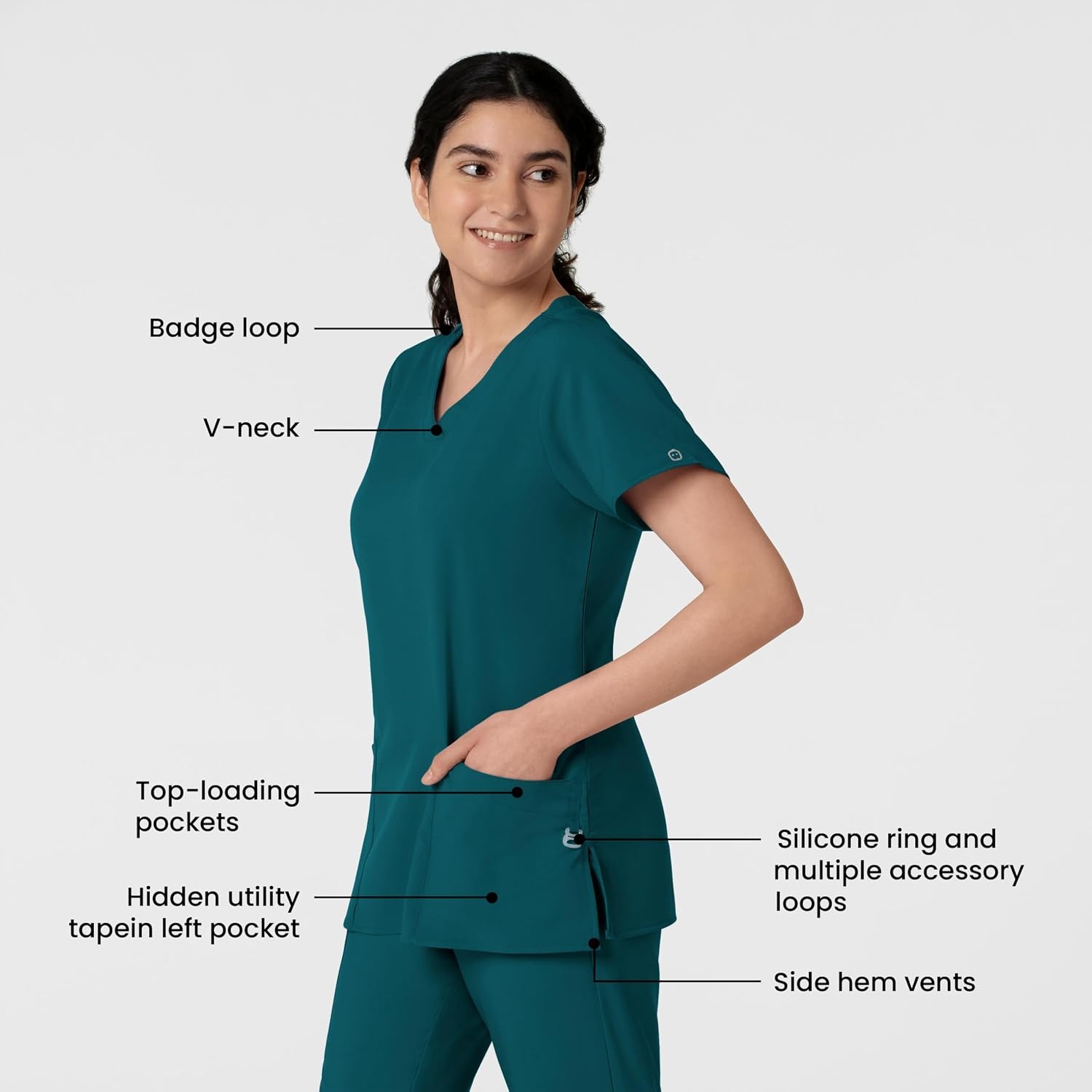 image:imageWINK W123 Womens Basic VNeck Scrub TopCaribbean Blue