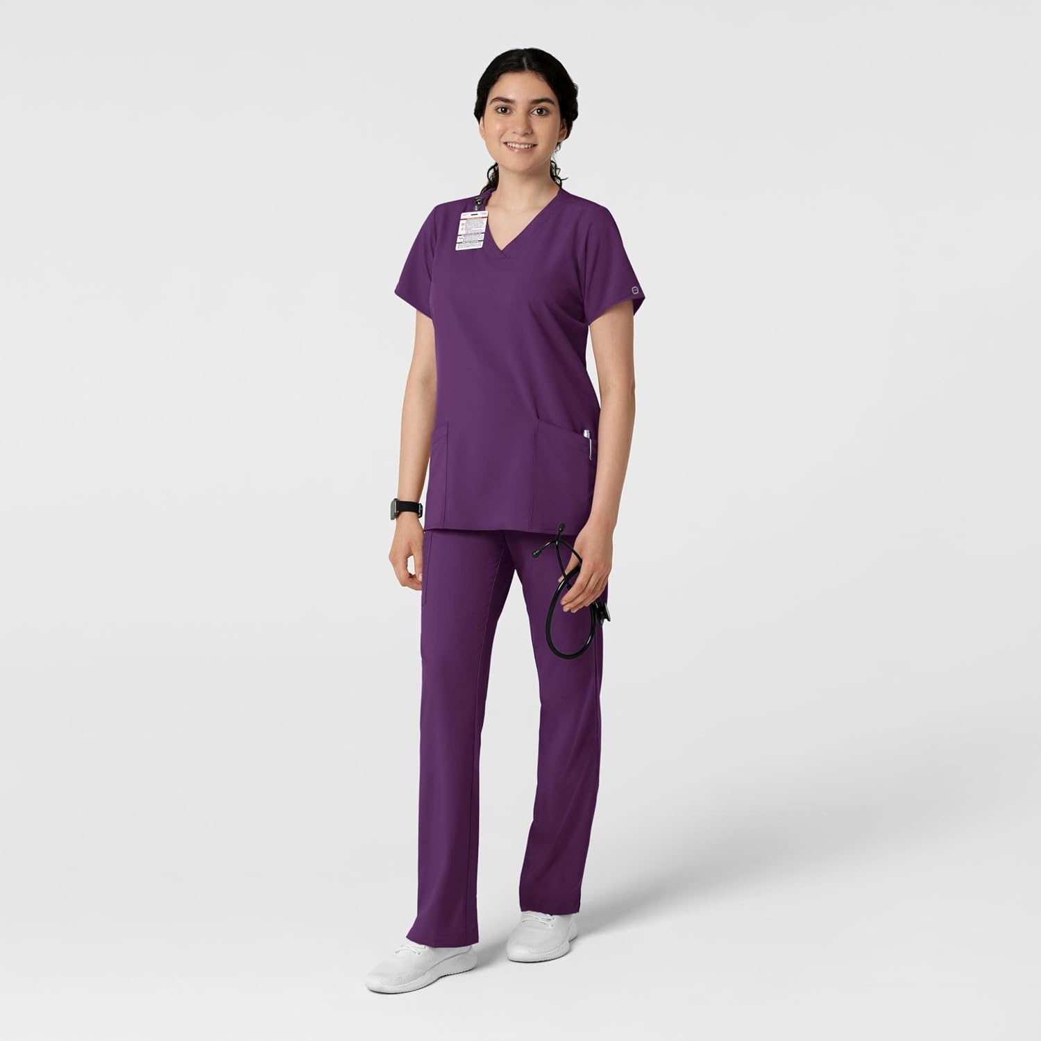 image:imageWINK W123 Womens Basic VNeck Scrub TopEggplant