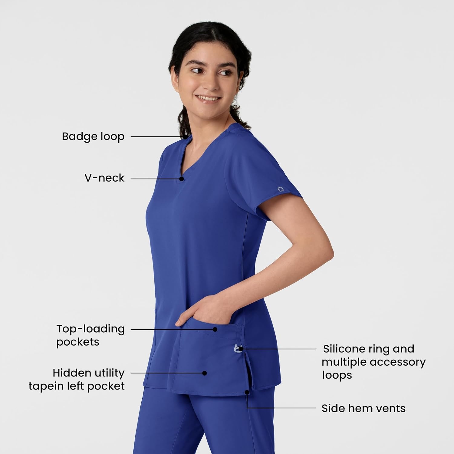 image:imageWINK W123 Womens Basic VNeck Scrub TopGalaxy Blue