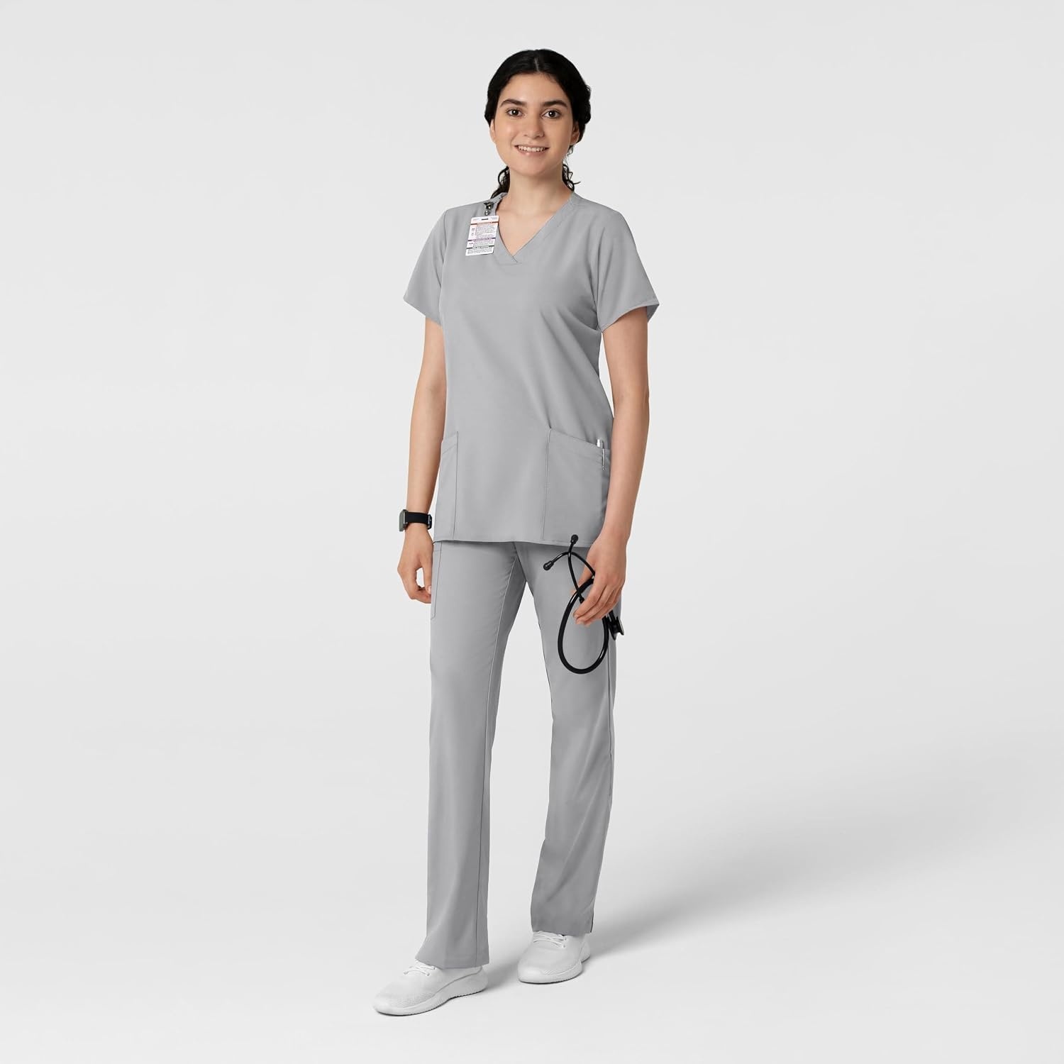 image:imageWINK W123 Womens Basic VNeck Scrub TopGrey