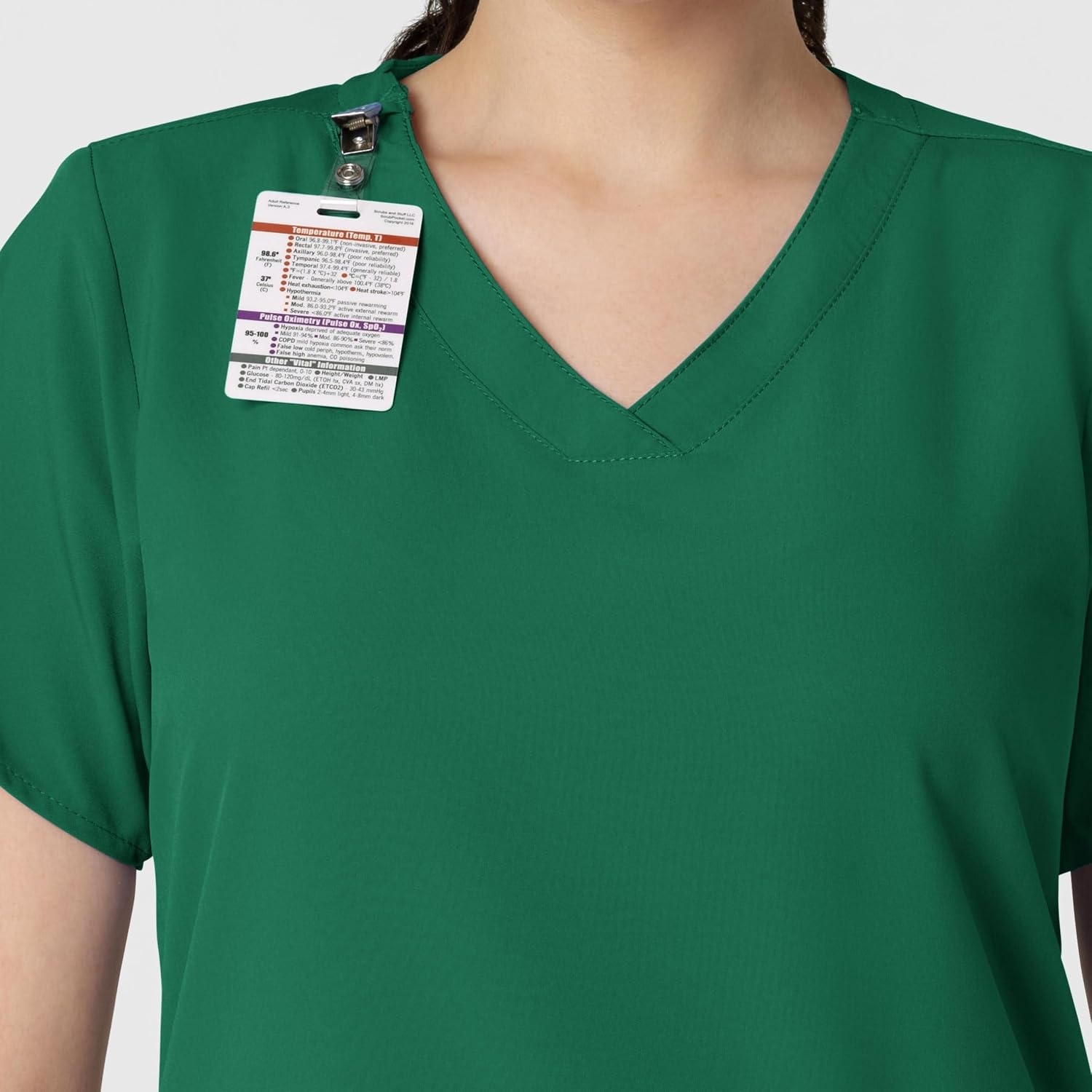 image:imageWINK W123 Womens Basic VNeck Scrub TopHunter Green
